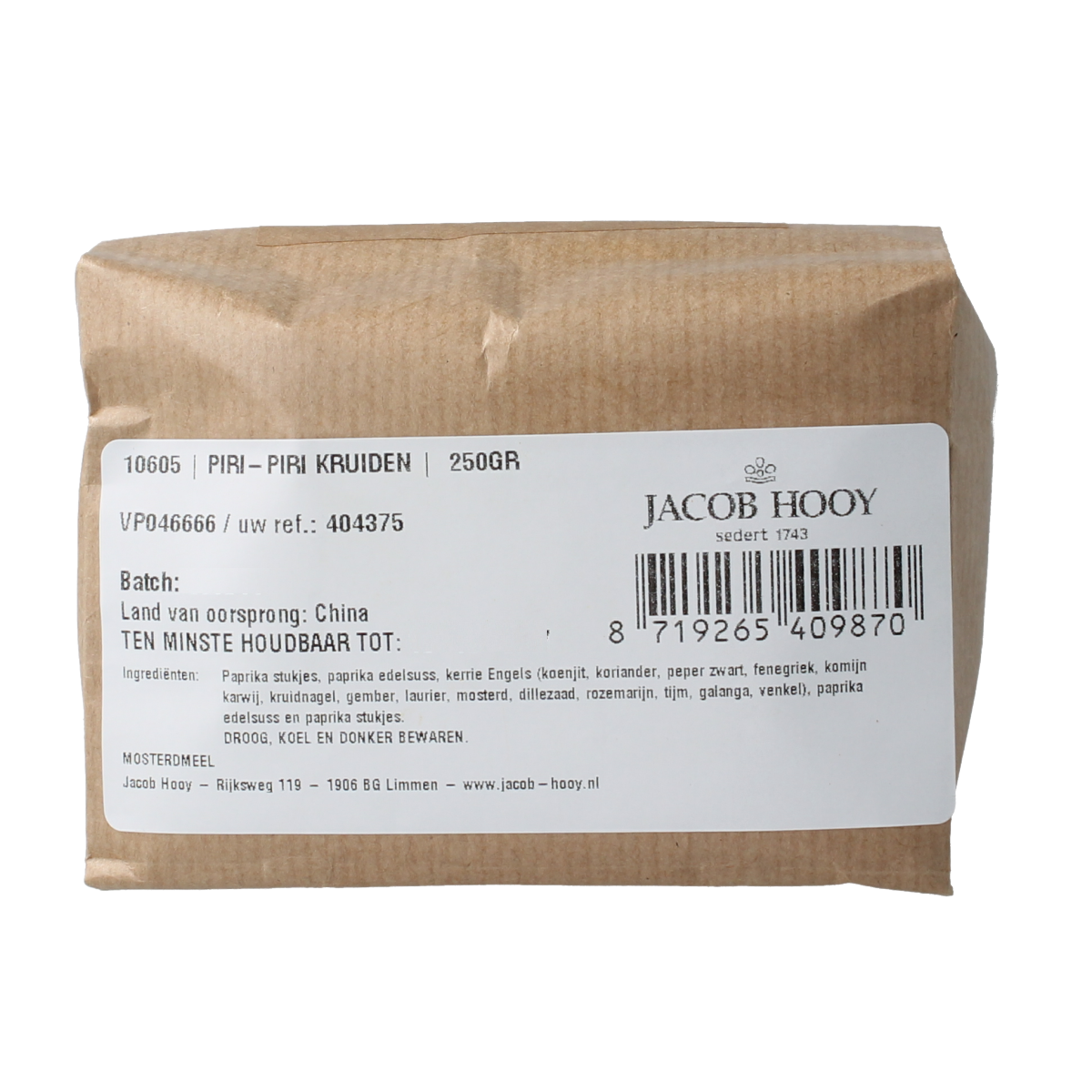 Jacob Hooy Piri-piri kruiden 250.00 Gram