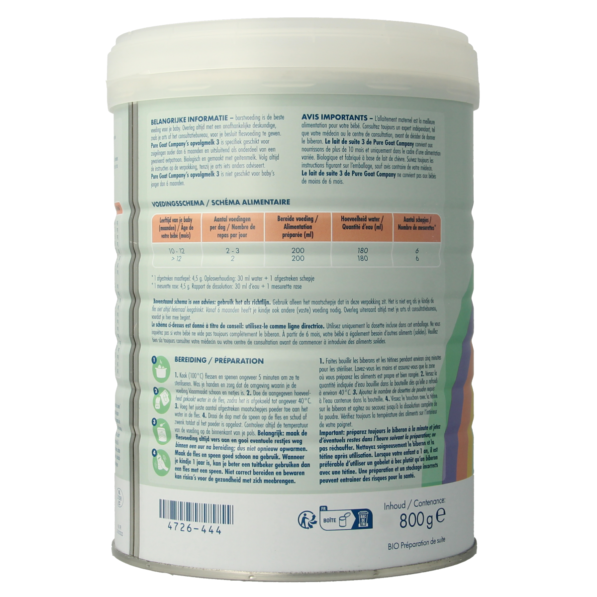 Pure Goat Opvolgmelk 3 bio 800.00 Gram