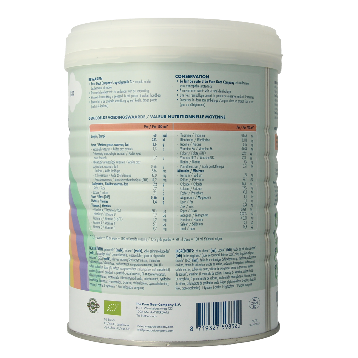 Pure Goat Opvolgmelk 3 bio 800.00 Gram