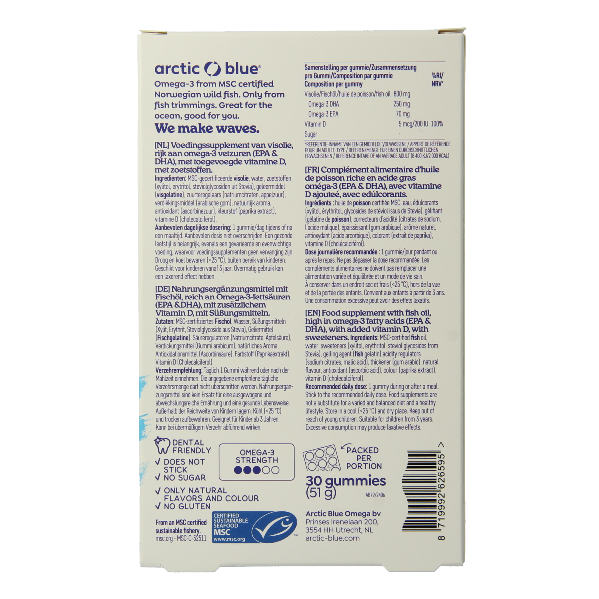 Arctic Blue Omega 3 gummy DHA EPA vitamine D 30.00 Gummies