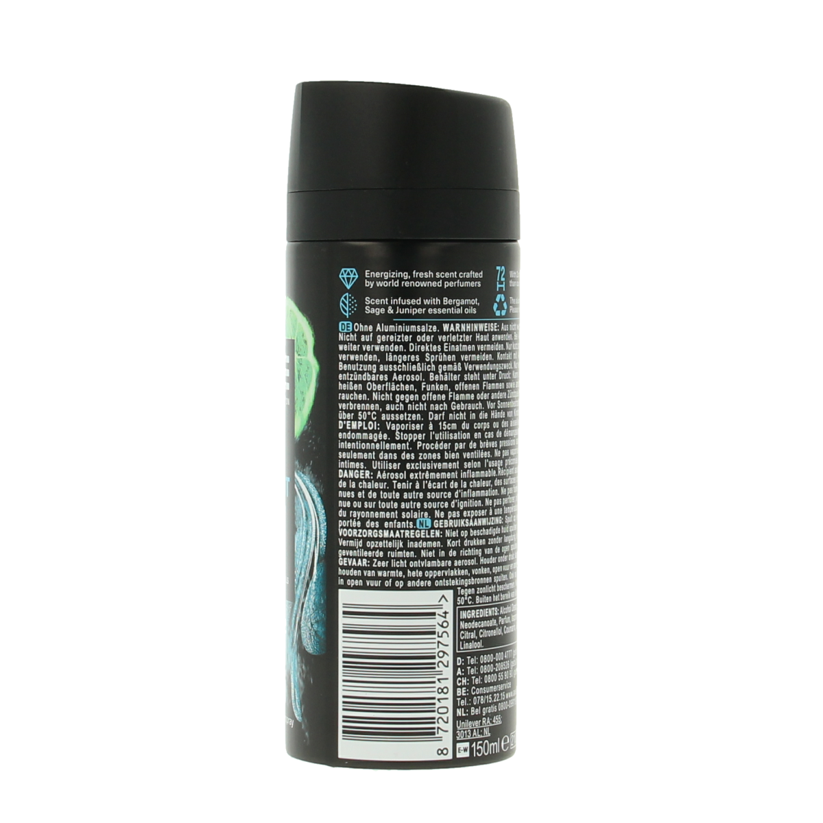 AXE Deodorant bodyspray kenobi aqua bergamot 150.00 Milliliter