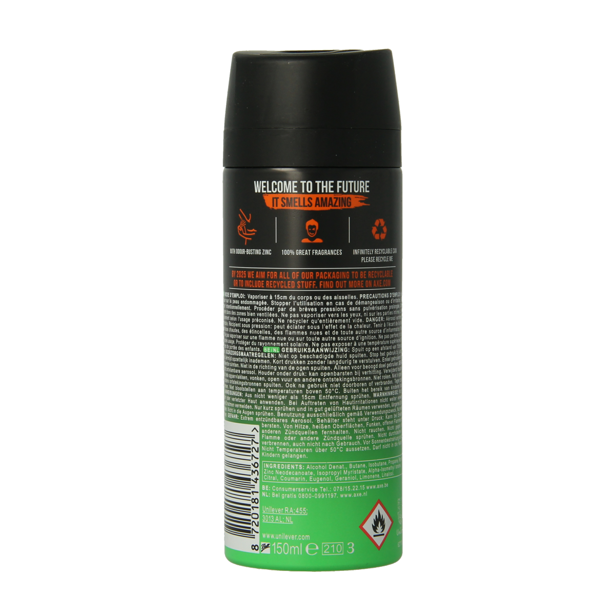 AXE Deodorant bodyspray jungle fresh 150.00 Milliliter