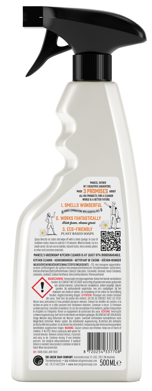 Marcel's Green Soap Keukenreiniger spray sinaasappel & jasmijn 500.00 Milliliter