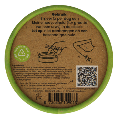 Happysoaps Deodorant kokos en limoen 45 Gram