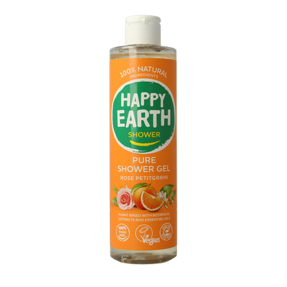 Happy Earth Pure showergel rose petitgrain 300.00 Milliliter