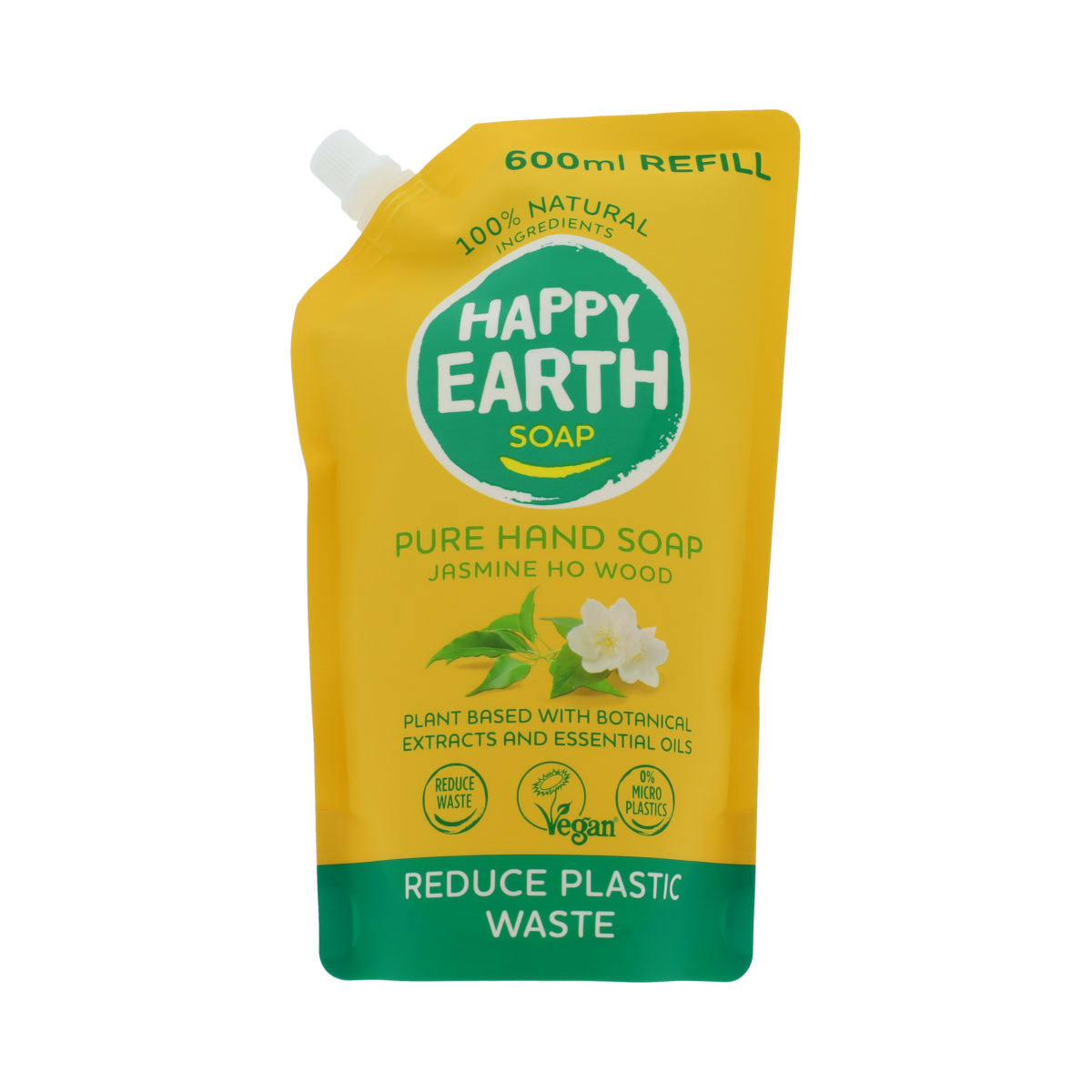 Happy Earth Refill Handzeep Jasmine Ho Wood 600.00 Milliliter