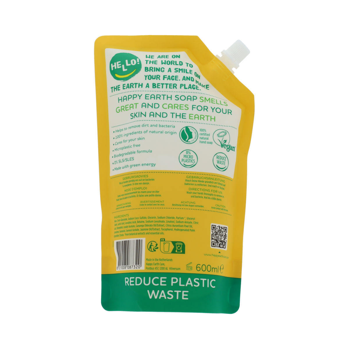 Happy Earth Refill Handzeep Jasmine Ho Wood 600.00 Milliliter