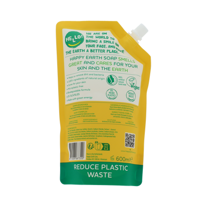 Happy Earth Refill Handzeep Jasmine Ho Wood 600.00 Milliliter
