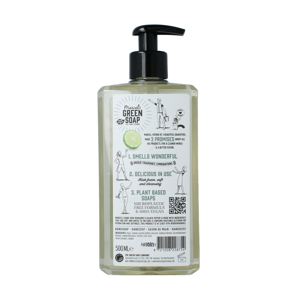 Marcel's Green Soap Handzeep bergamot & black pepper 500.00 Milliliter