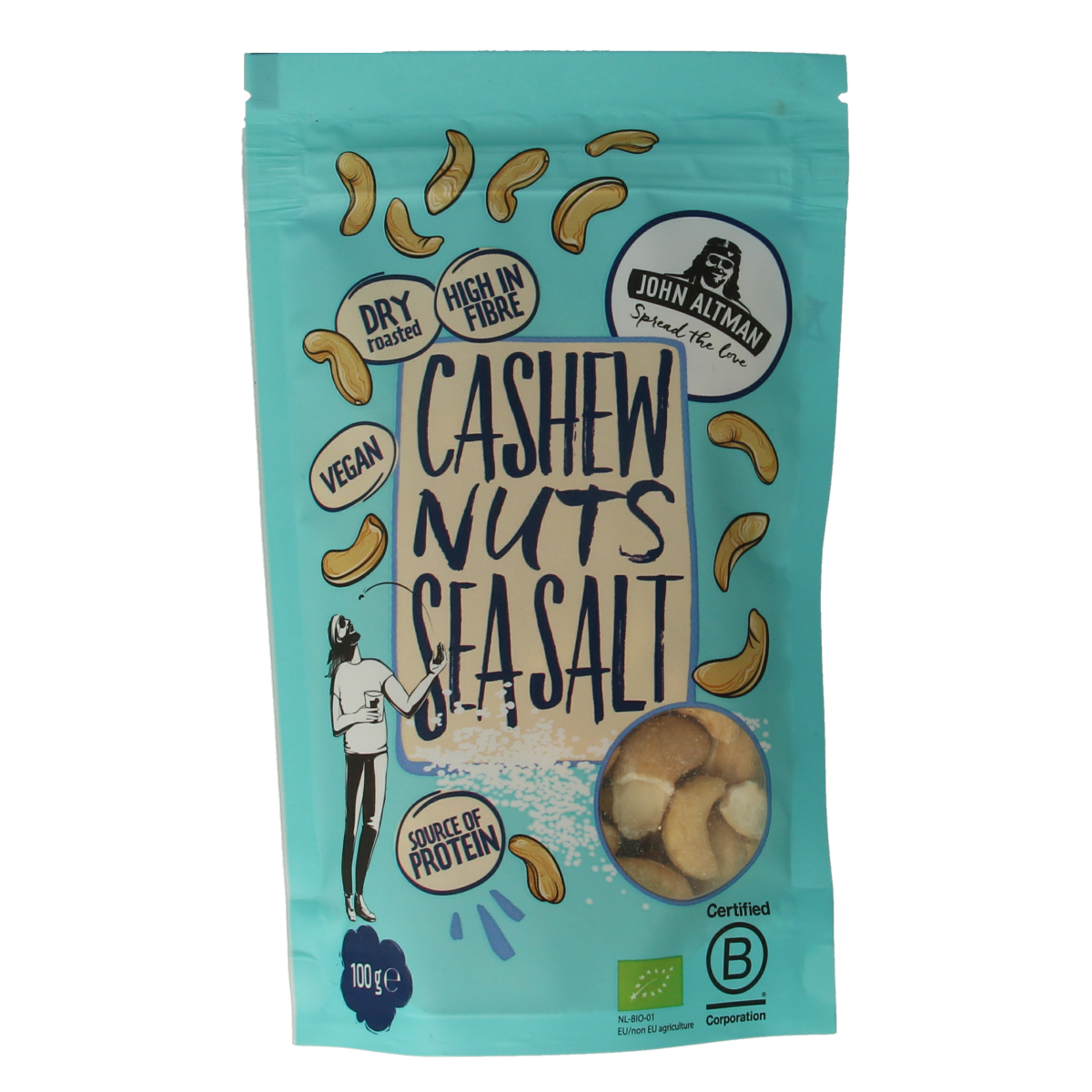 John Altman Dry roasted cashew nuts sea salt bio 100.00 Gram