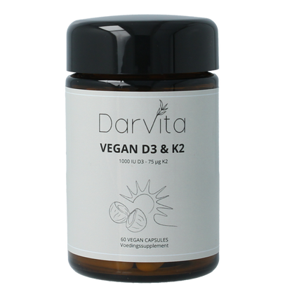 Darvita D3 & K2 1000 IU MCT-poeder (kokos) 60 Vegetarische capsules