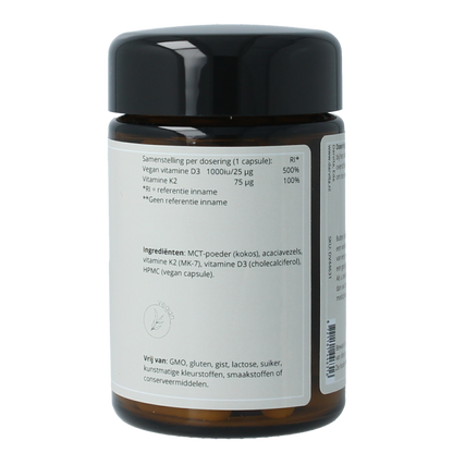 Darvita D3 & K2 1000 IU MCT-poeder (kokos) 60 Vegetarische capsules