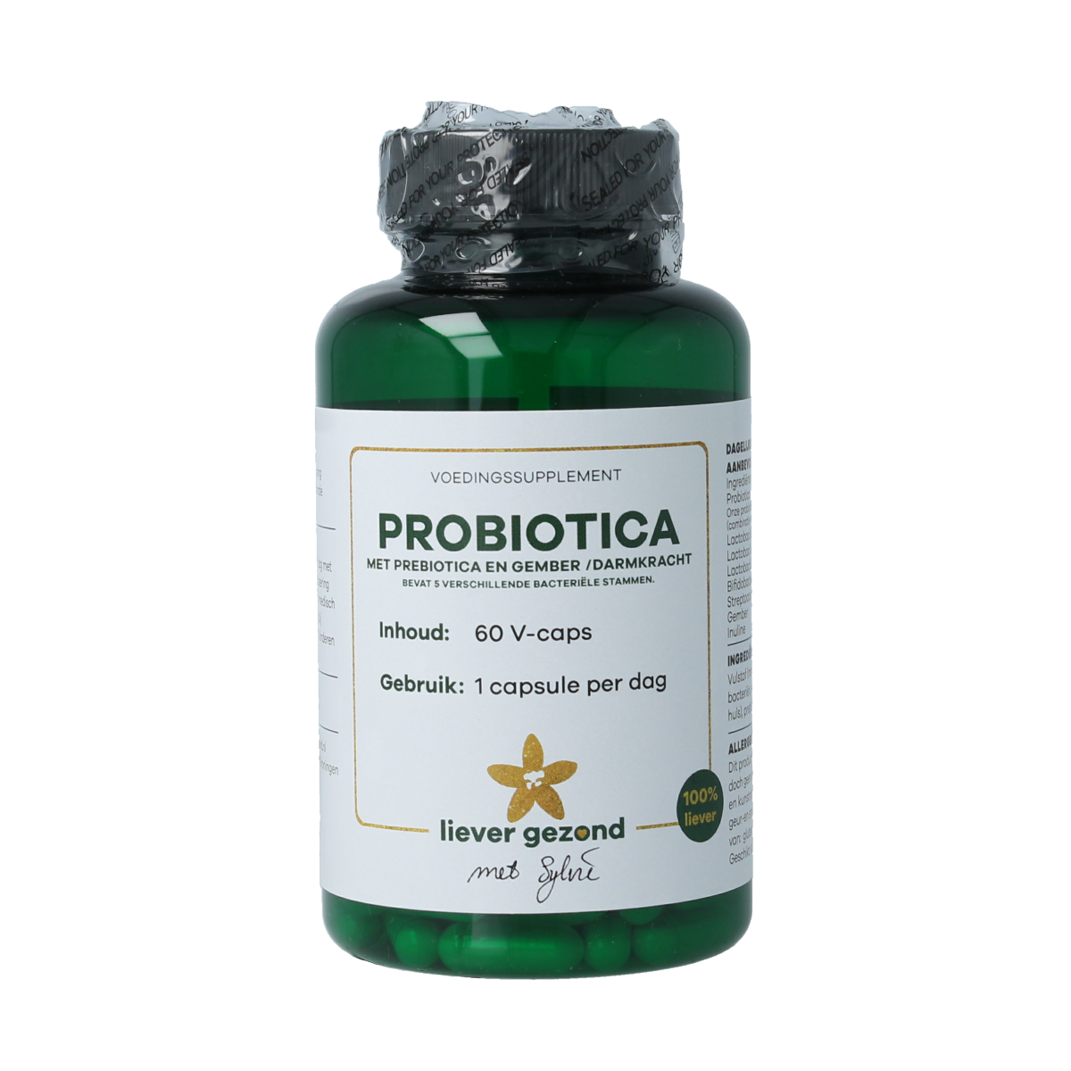Liever Gezond Probiotica met prebiotica gember 60.00 Vegetarische capsules