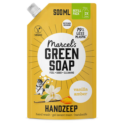Marcel's Green Soap Handzeep Vanille & Amber Navulling 500.00 Milliliter