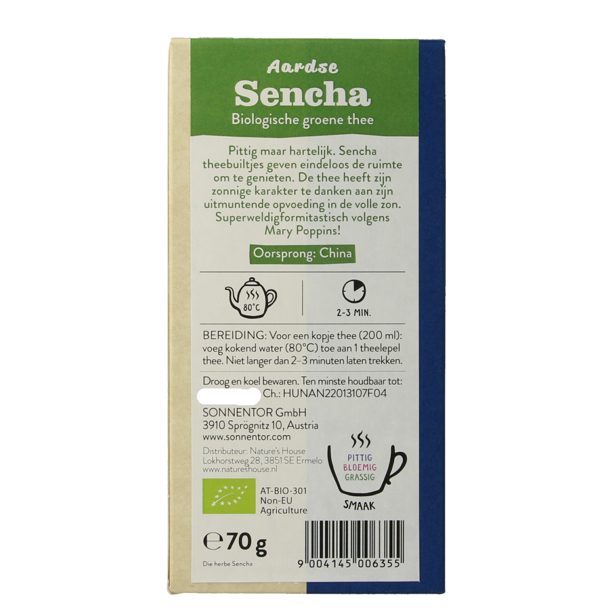 Sonnentor Aardse sencha groene thee bio 70.00 Gram