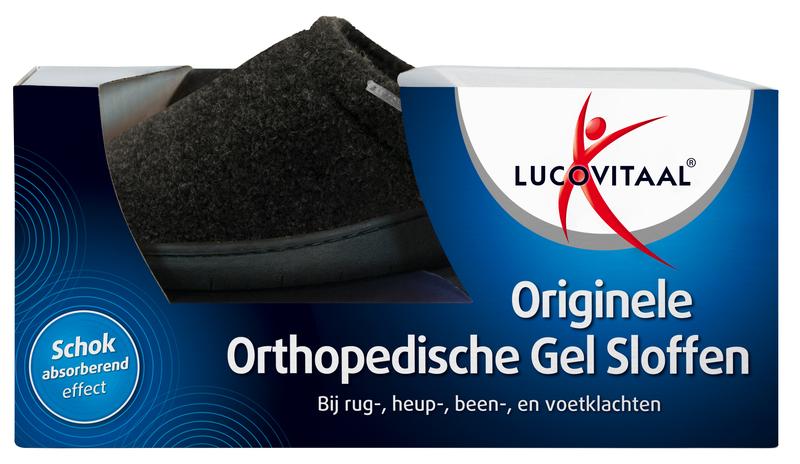 Lucovitaal Orthopedische gel sloffen zwart maat 44-45 1 Paar