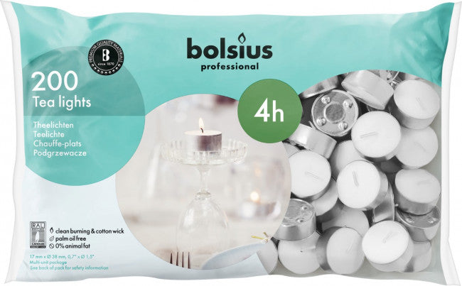 Bolsius Theelicht 17/38 wit 200 Stuks