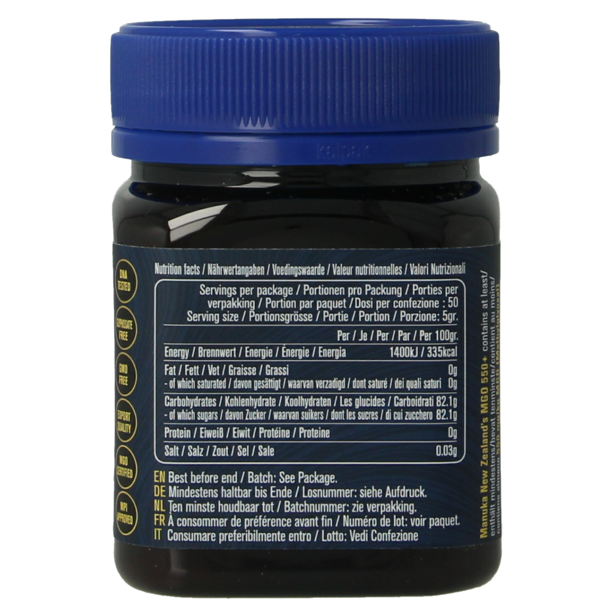 MNZ (Manuka New Zealand) Manuka Honing MGO 550+ 250.00 Gram