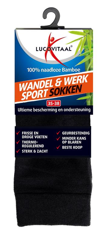 Lucovitaal Bamboe wandel werk sportsokken  maat 35-38 1.00 Paar